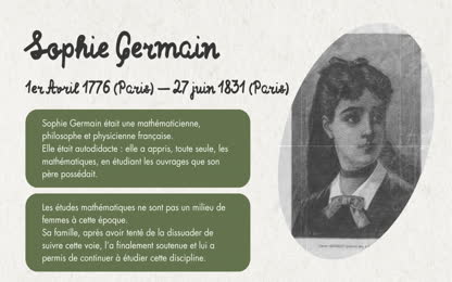 LES PETITS PORTRAITS DES GRANDES MATHEMATICIENNES Episode1 - Sophie Germain